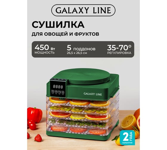 Электросушилка для овощей и фруктов Galaxy LINE GL 2630 ЗЕЛЕНЫЙ 7020926306