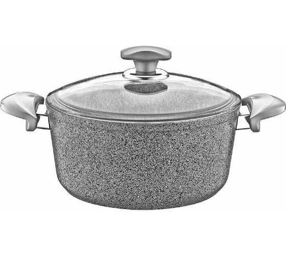 Набор посуды OMS collection 7 (4/3) предметов, с АПП, крышки стеклянные, серый, арт. 3005.01.02-Gr