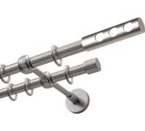 Карниз Эскар 2-х рядный, металл, 16/16 мм, матовый хром, цилиндр флейта, 350 см 9610017350