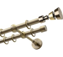 Карниз Эскар 2-х рядный, металл, 16/16 мм, латунь, ель, 200 см 9490017200