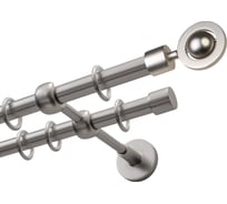 Карниз Эскар 2-х рядный, металл, 16/16 мм, матовый хром, глобус, 350 см 9600017350