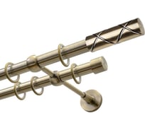 Карниз Эскар 2-х рядный, металл, 19/19 мм, латунь, цилиндр ромбы, 350 см 9700015350