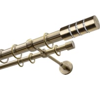 Карниз Эскар 2-х рядный, металл, 25/16 мм, латунь, 350 см, цилиндр со стразами 9400025350