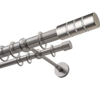 Карниз Эскар 2-х рядный, металл, 25/16 мм, матовый хром, 200 см, цилиндр со стразами 9420025200