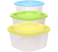 Контейнеры для СВЧ и заморозки Мультипласт Групп в наборе 3 шт 0,5 + 0,9 + 1,55 л ПАСТЕЛЬ MPG7198