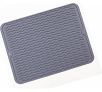 Силиконовый коврик для сушки посуды ZDK Волна 40х30х0,5 см серый sill_0021