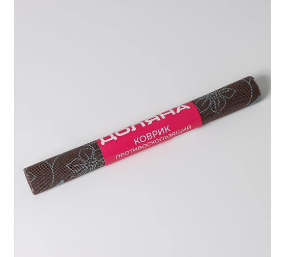 Коврик противоскользящий Доляна 45х100 см Вьющиеся цветы цвет коричневый 2581467 1