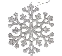 Украшение елочное Золотая сказка подвесное Снежинка серебристая набор 6 шт,12 см, глиттер 591131