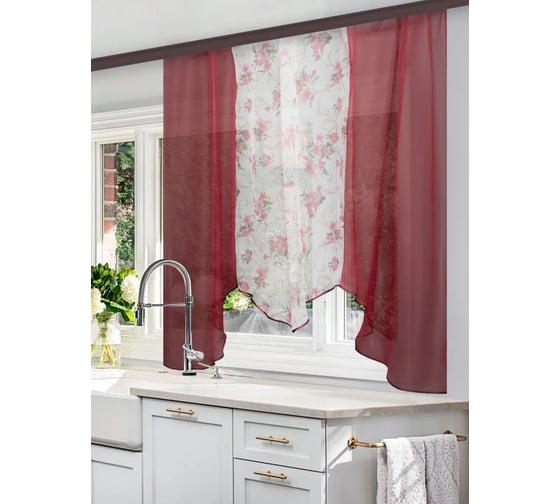 Комплект штор для кухни witerra альби 270x160 бордо 107039 1