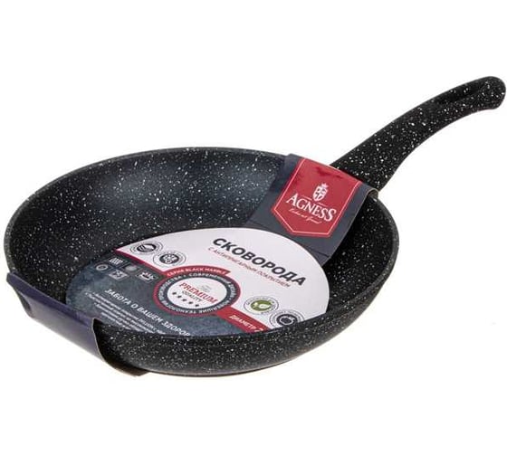 Сковорода Agness с антипригарным покрытием BLACK MARBLE, 22x4,5 см 932-513