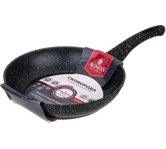 Сковорода Agness с антипригарным покрытием BLACK MARBLE, 20x4,3 см 932-512