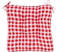 Подушка на стул Guten Morgen высокая, Клетка красная 40x40 см СТР-Клк-40-40