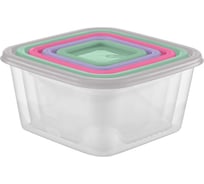 Набор емкостей Funcook для продуктов квадратных Фьюжн 5 шт (1,7 л; 1,1 л; 0,63 л; 0,33 л; 0,15 л) FC1115