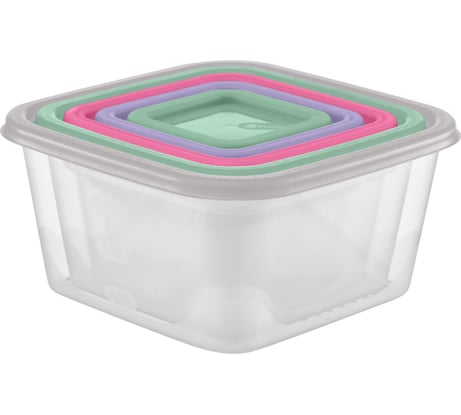 Набор емкостей Funcook для продуктов квадратных Фьюжн 5 шт (1,7 л; 1,1 л; 0,63 л; 0,33 л; 0,15 л) FC1115