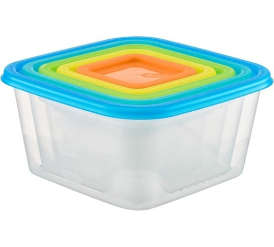 Набор квадратных емкостей для продуктов FunCook Fusion 5шт 1,7 л, 1,1 л, 0,63 л, 0,33 л, 0,15 л 00000048319