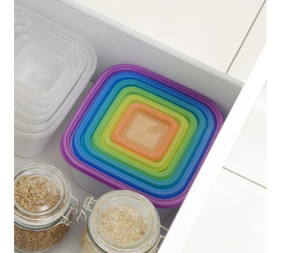 Набор квадратных емкостей для продуктов FunCook Fusion 5шт 1,7 л, 1,1 л, 0,63 л, 0,33 л, 0,15 л 00000048319