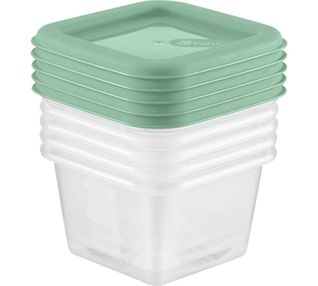 Набор емкостей Funcook для продуктов квадратных Фьюжн 0,15 л - 5 шт FC1110