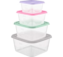 Набор емкостей Funcook для продуктов квадратных Фьюжн 4 шт (1,7 л; 1,1 л; 0,63 л; 0,33 л) FC1117