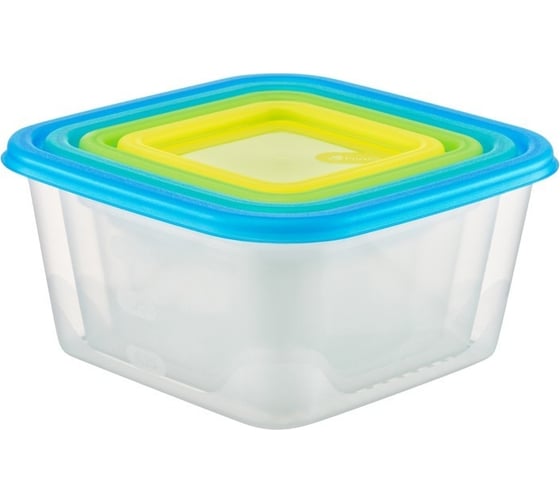 Набор квадратных емкостей для продуктов FunCook Fusion 4 шт 1,7 л, 1,1 л, 0,63 л, 0,33 л 00000048321