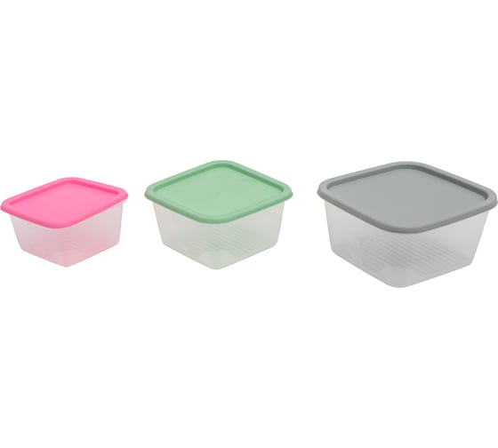 Набор квадратных емкостей для продуктов FunCook Fusion 3 шт 1,7 л, 1,1 л, 0,63 л 00000048336