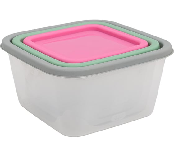 Набор квадратных емкостей для продуктов FunCook Fusion 3 шт 1,7 л, 1,1 л, 0,63 л 00000048336