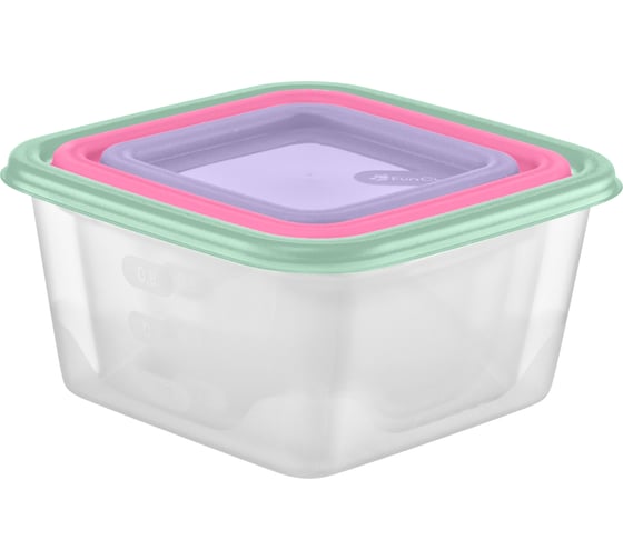 Набор квадратных емкостей для продуктов FunCook Fusion 3шт (1,1л; 0,63л; 0,33л) FC1121