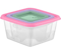Набор емкостей для продуктов Funcook Fusion квадратные, 3 шт (0,63 л; 0,33 л; 0,15 л) FC1122