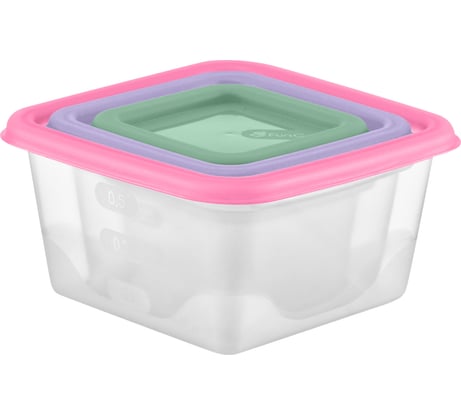 Набор емкостей Funcook для продуктов квадратных Фьюжн 3 шт (0,63 л; 0,33 л; 0,15 л) FC1122