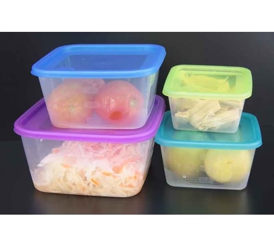 Набор квадратных емкостей для продуктов FunCook Fusion 4 шт 2,6 л, 1,7 л, 1,1 л, 0,63 л 00000048320