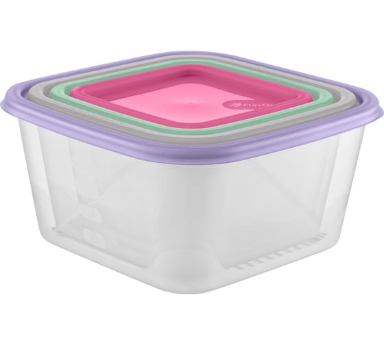 Набор квадратных емкостей для продуктов FunCook Fusion 4шт (2,6л; 1,7л; 1,1л; 0,63л) FC1116