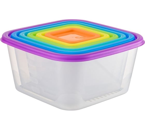 Набор квадратных емкостей для продуктов FunCook Fusion 6 шт 2,6 л, 1,7 л, 1,1 л, 0,63 л, 0,33 л, 0,15 л 00000048147