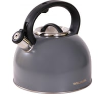 Чайник Willmark WTK-4810SS 4л, со свистком, Easy spout open, темно-серый 2001461