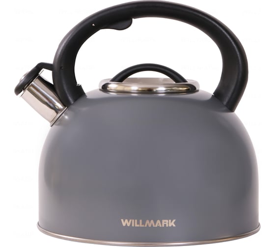 Чайник Willmark WTK-4810SS 4л, со свистком, Easy spout open, темно-серый 2001461