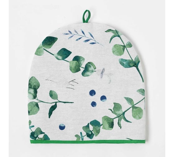 Грелка на чайник Доляна Eucalyptus 28x28 см, 100% хлопок, 164 г/м2 4682759 1