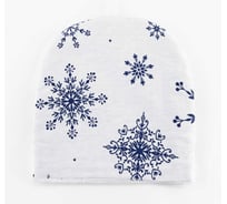 Грелка на чайник Доляна Синие снежинки 28x28 см, 100% хлопок, 164 г/м2 5135290