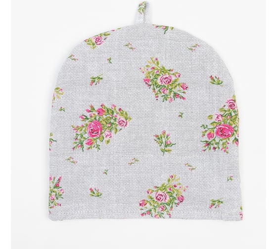 Грелка на чайник Доляна Roses on linen 28x28 см, 100% хлопок, рогожка, 164 г/м2 9149325
