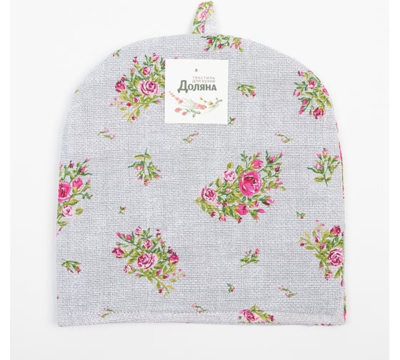 Грелка на чайник Доляна Roses on linen 28x28 см, 100% хлопок, рогожка, 164 г/м2 9149325