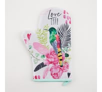 Варежка-прихватка Доляна Love your live 20x28 см, 35% х/л, 65% п/э, ватин 250 г/м2 4665432