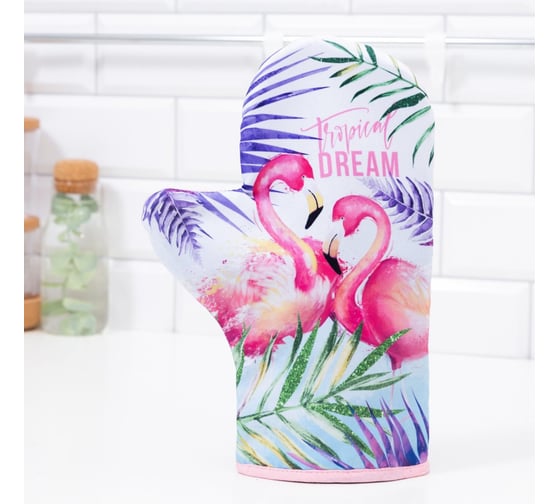 Варежка-прихватка Доляна Tropical dream 20x28 см, 35% х/л, 65% п/э, ватин 250 г/м2 4665428