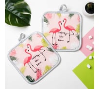 Кухонный набор Доляна 2 предмета, Enjoy, прихватка 16х16 см - 2 шт, 100% п/э 3840622