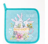 Прихватка Доляна Зайчики 17x17 см, 35% хлопок, 65% пэ, ватин 250 г/м2 4665435