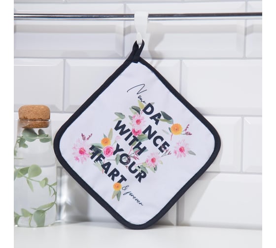 Прихватка Доляна With your heart 17x17 см, 35% хлопок, 65% пэ, ватин 250 г/м2 5450359
