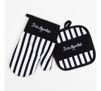 Кухонный набор Доляна Bon appetit прихватка 17х17 см, варежка-прихватка 26х16 см, 100% п/э 6491115