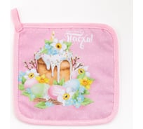 Прихватка Доляна Пасхальный кулич 17x17 см, 35% хлопок, 65% пэ, ватин 250 г/м2 4665433