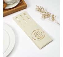 Конверт для столовых приборов Доляна Роза молочный, 9x25 см, 100% п/э, фетр 4016780