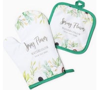 Кухонный набор Доляна Spring 2 предмета, прихватка 17х17 см, варежка 26х16 см, 100% п/э 9687357