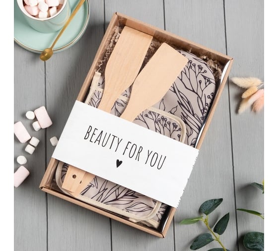 Подарочный набор Доляна Beauty for you: варежка 20x28 см, прихватка 17х17 см, 2 лопатки 9320299