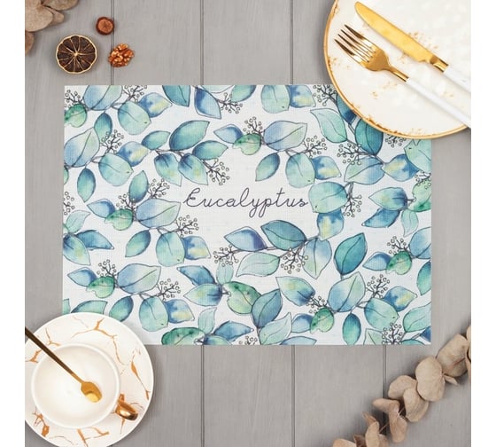 Салфетка на стол Доляна Eucalyptus ПВХ, 40х29 см 7072145