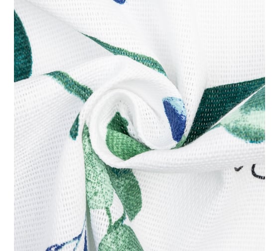 Шторы для кухни Доляна Eucalyptus 150х180 см - 2 шт, подхваты - 2 шт, 164г/м2, 100% хлопок 4682760