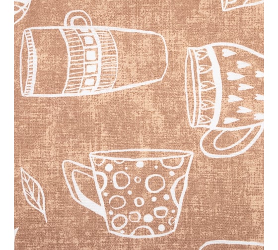 Шторы для кухни Доляна Cup of tea 150х180 см - 2 шт, подхваты - 2 шт, 164г/м2, 100% хлопок 4682767
